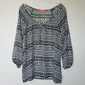 Live to Be Spoiled Balloon Sleeve Tie Front Tunic